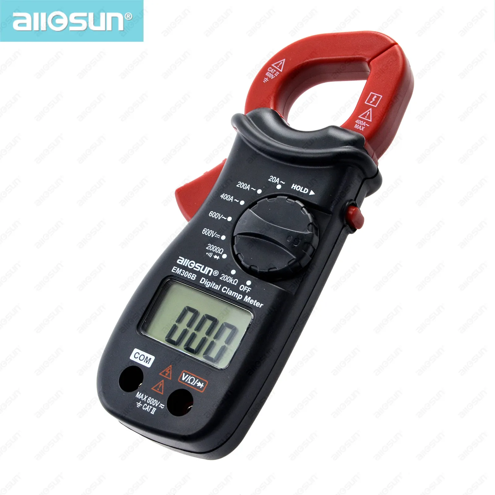 
 Allosun ручной зажим-измеритель цифровой AC DC Volt AC Amp OHM ЖК-дисплей звуковой диод тестер портативный ручной мультиметр-зажим  