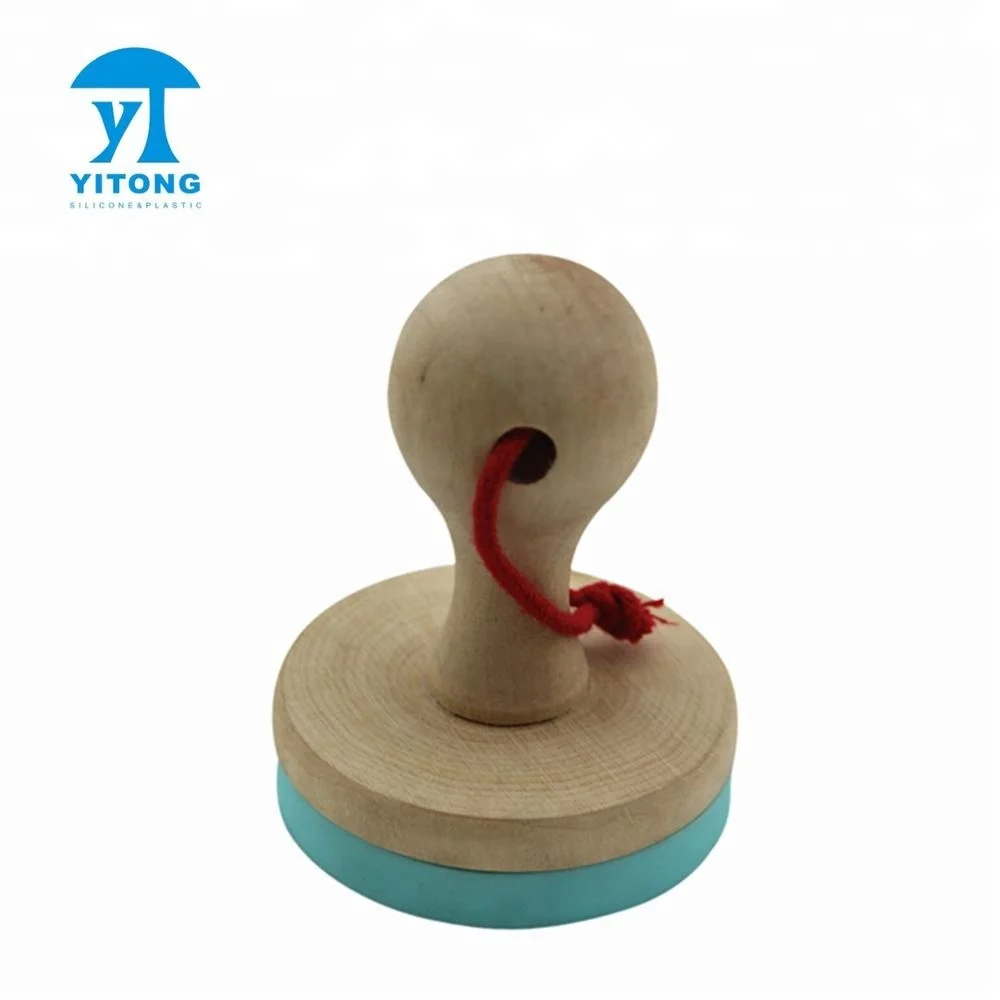 Custom Silicone Cookie Stamp With Wooden Handle Durable Heat Resistant Handmade Biscuit Baking Tool