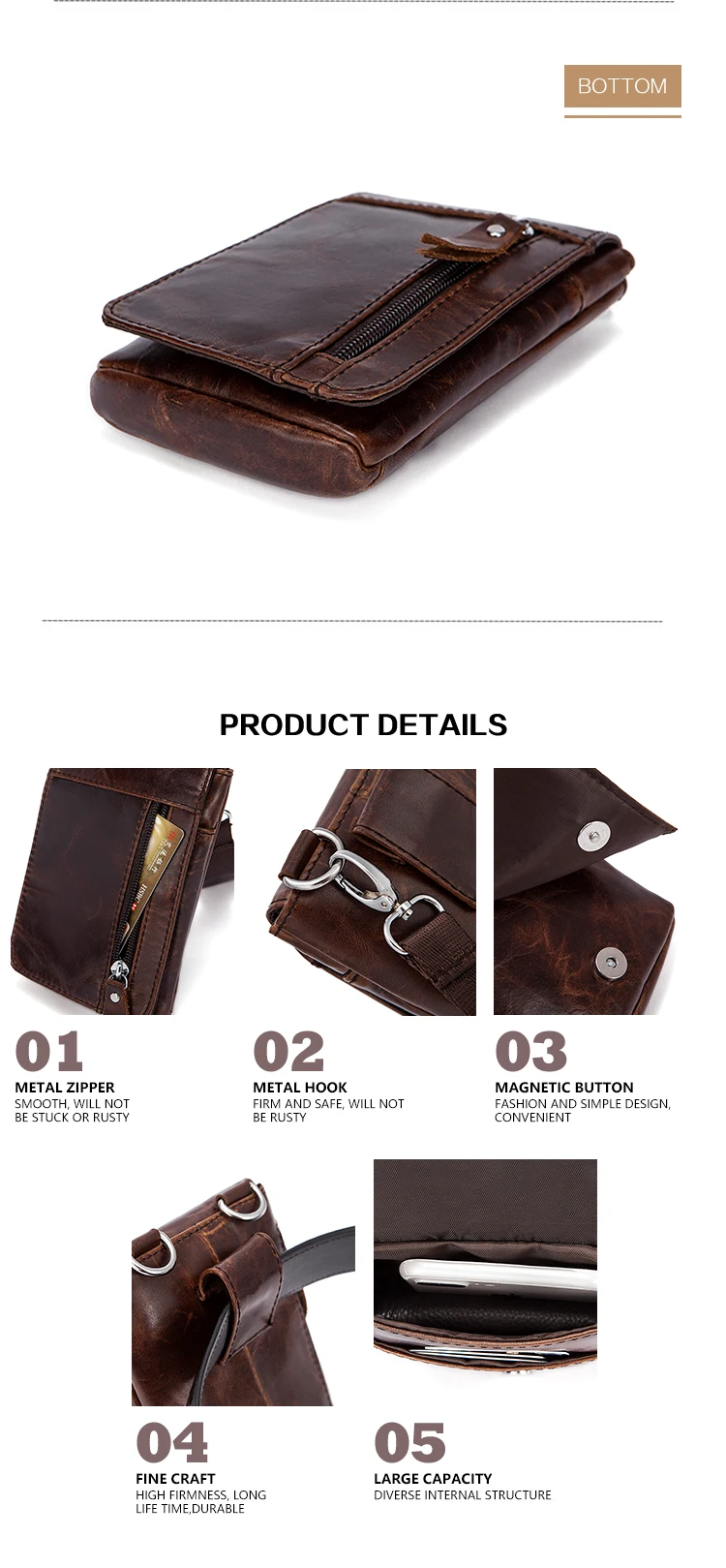 Gift for men, fathers, dad, daddy, Genuine Leather Belt Bag (for Phone / wallet / keys / passport)
