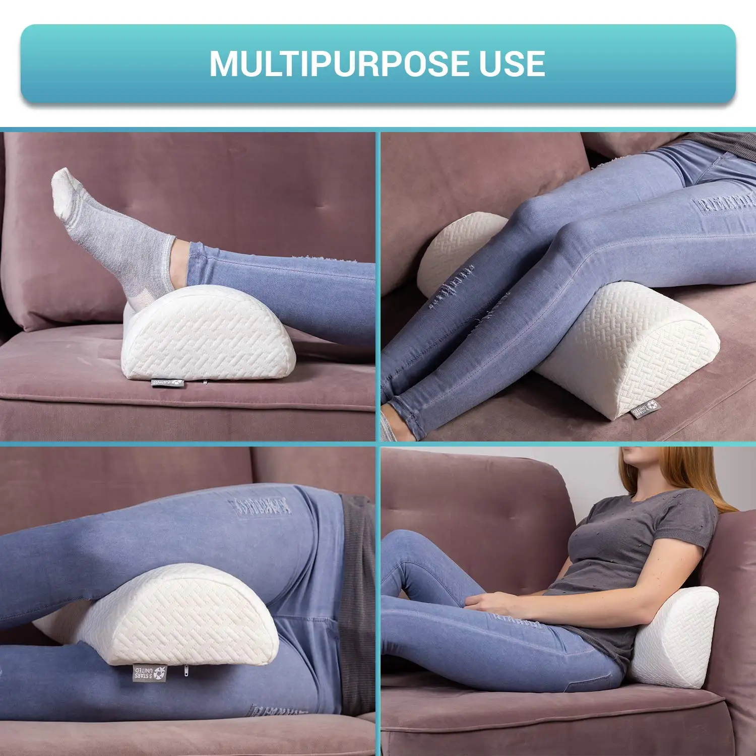 Half Moon Подушка-Cool Gel Memory Foam Semi Roll Клин подушка обеспечивает окончательную поддержку для спины и боковых шпалей