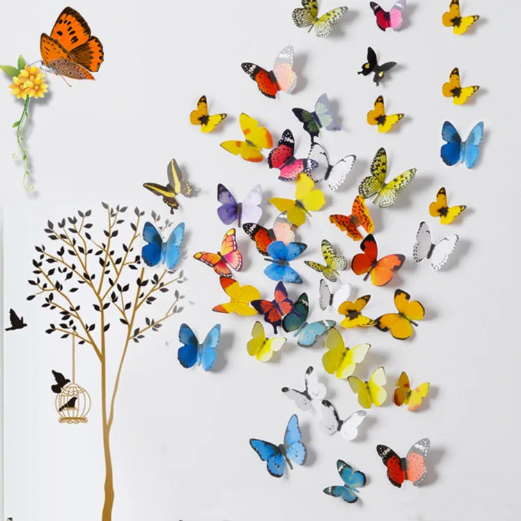 Wholesale 19ピース/ロット家の装飾のための新しい3Dカラフルな鮮やかな蝶の壁のステッカー庭のための生命の蝶に忠実な子供部屋 From  m.alibaba.com