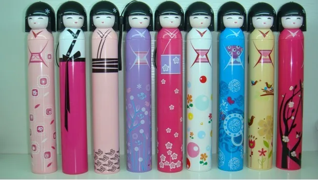 Fantastic卸売格安日本人形形状三折りたたみミニ傘ボトル傘