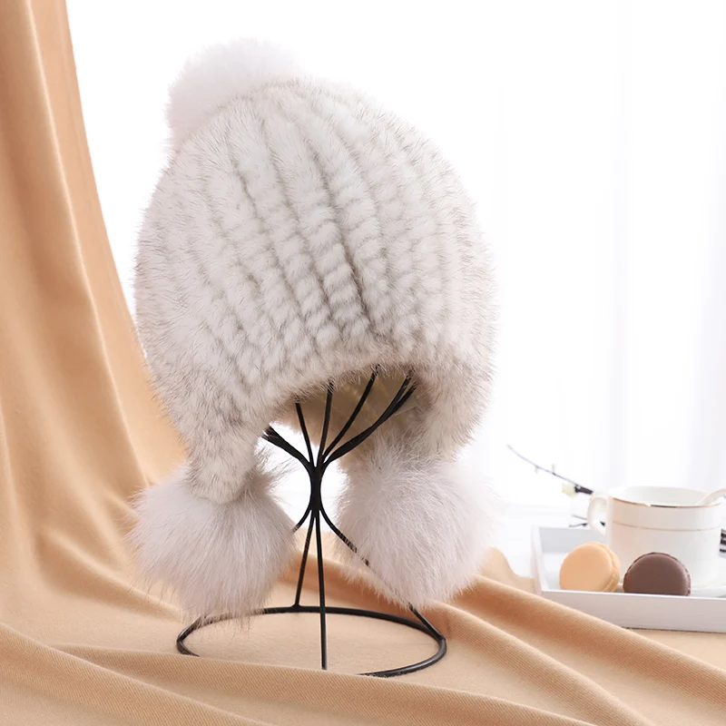 mink fur bobble hat