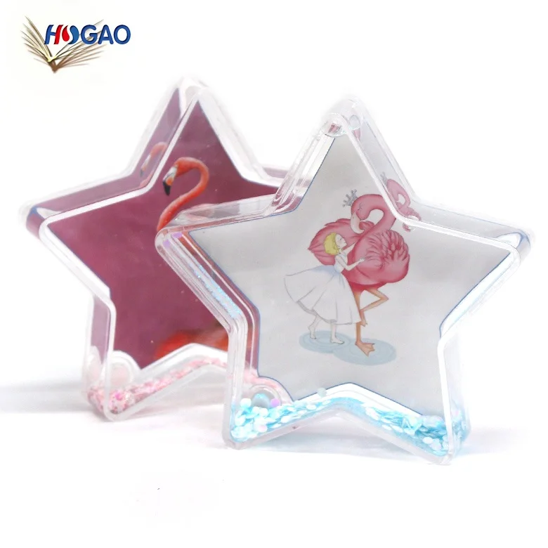 Custom Theme Star Shape Acrylic Empty Water Globe Home Decor Novelty Gifts Plastic Snow Globe With Photo Insert