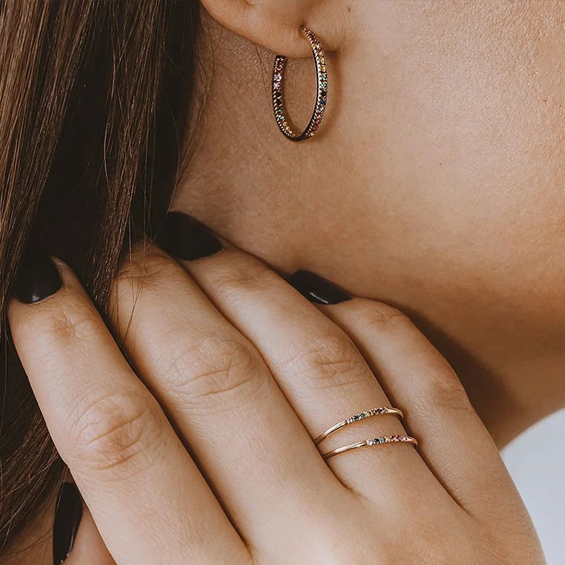 Fashion rainbow Jewellery Gold Hoop Large Rainbow Hoop Earrings Design