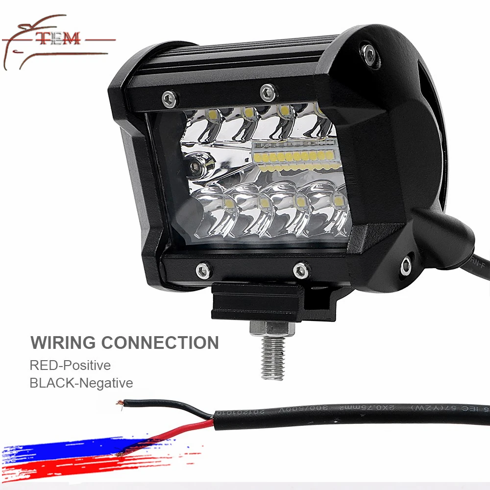 4 дюйма LED рабочий свет бар 60 Вт точечного комбинированного луча 12V 24V внедорожные 4WD ATV UTV УАЗ рабочими электрическими схемами Мотоцикл лодка