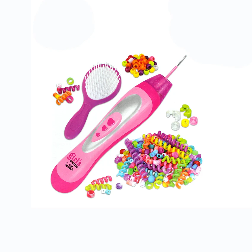 2 in 1 Hair Accessories DIY Toys for Kids Braiding Beads Set Braider