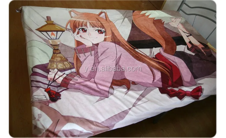 Custom Printed Double Side Anime Quilt Cover Microfiber Fabric Bed Blanket with Character and Cartoon Pattern