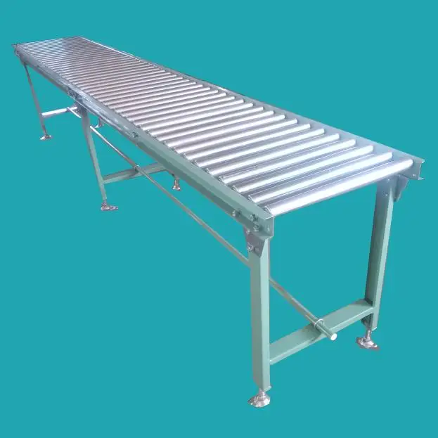 Industrial Gravity Roller Table Adjustable Feet Anti-Static Oil Resistant 50MM Roller Pitch 3000MM Length Used Rubber Belt for