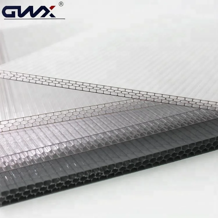 OEM Clear Plastic Honeycomb Polycarbonate Sheet Anti UV Protection Cheap Price Patio Covers Outdoor Use PC Clear Plastic Roofing