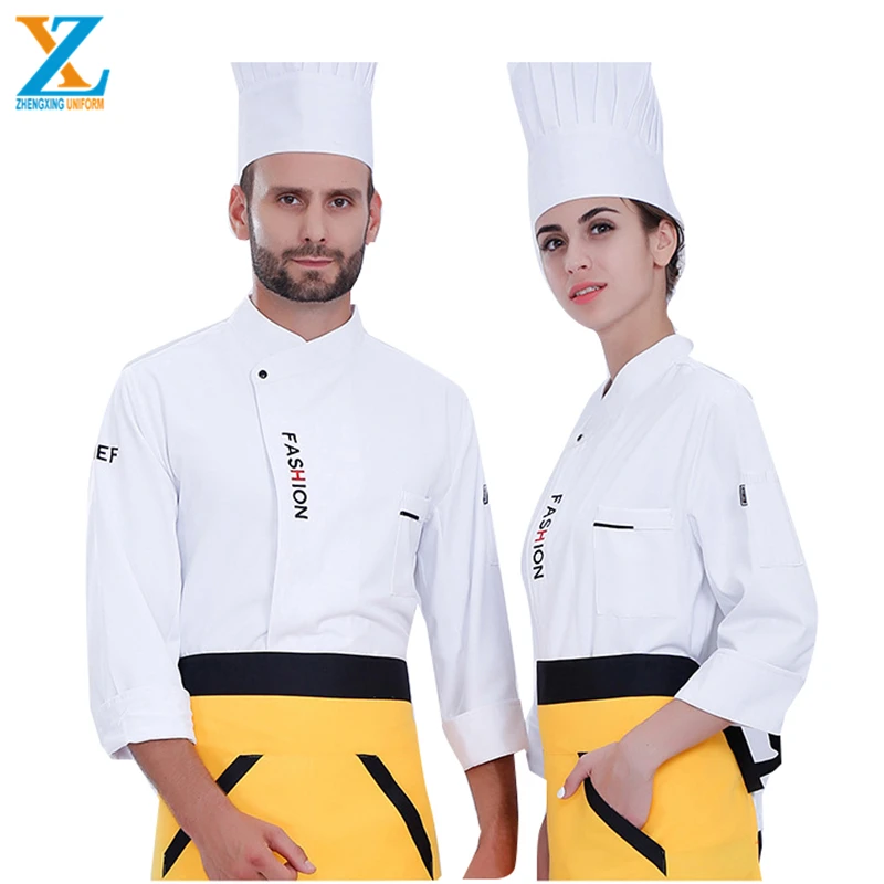New Design Cheap Long Sleeve Jacket Restaurant Kitchen Cook Double Breasted White Cheap Hotel Uniform