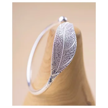 New Arrivals Pure 925 Sterling Silver Leaf Bracelet For Women Adjustable Size Bracelet Jewelry