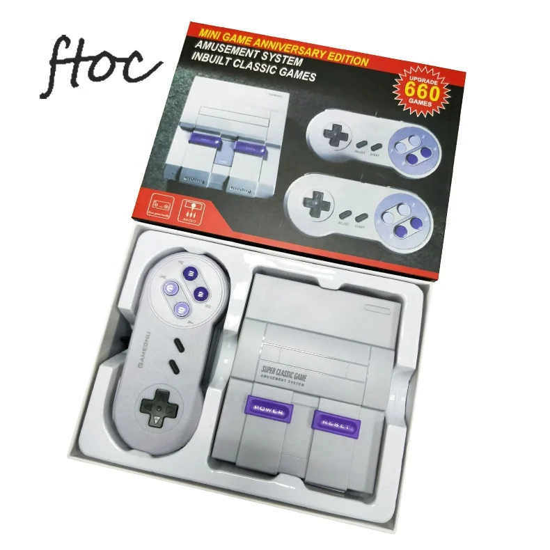 ТВ Ретро видео игровая консоль встроенные 660 классических игр AV выход для SN ES с двойными контроллерами