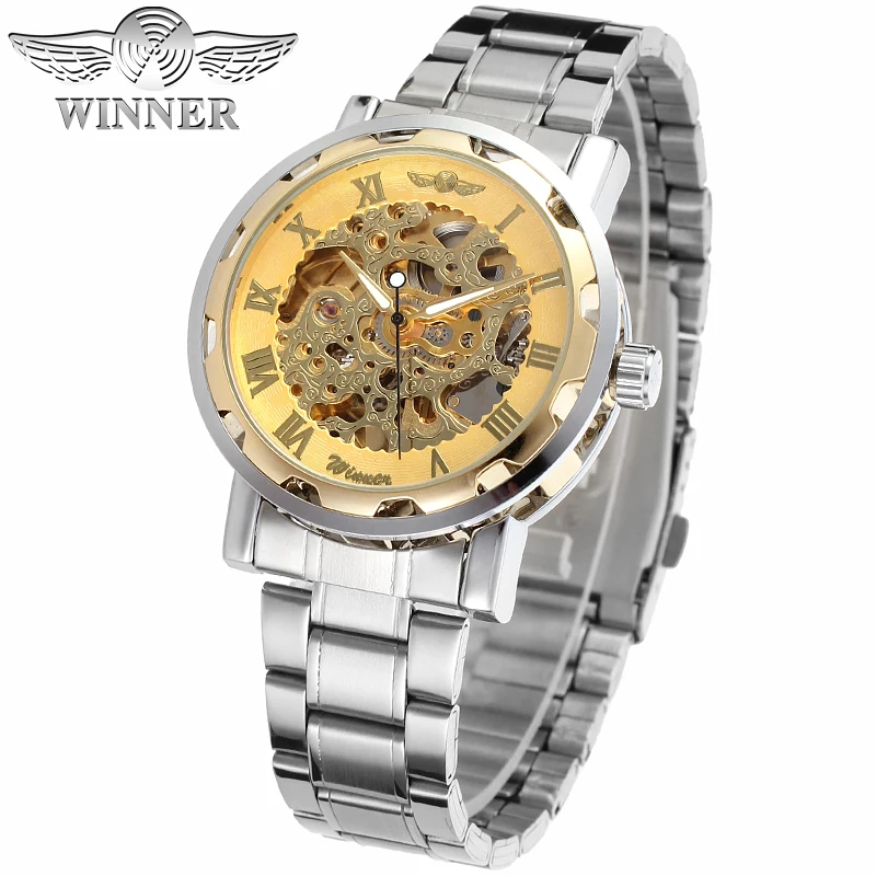 Luxury Gold Skeleton Automatic Watch - No Battery Needed