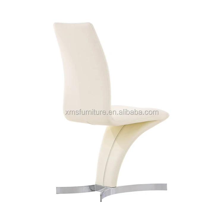 Popular PU Cover Silver Plated Base Comfortable Z Shape Dining Chair
