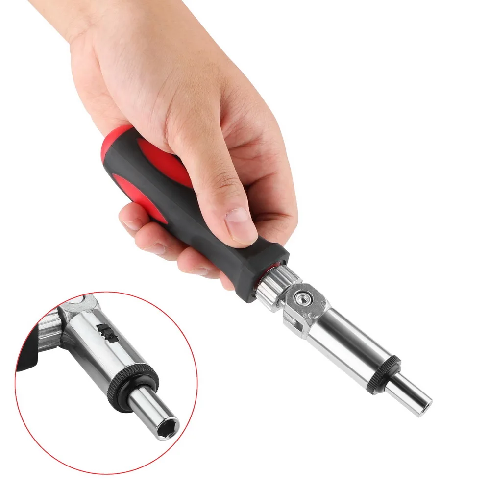 Шестигранный ключ DIYWORK 1/4 дюйма, головка отвертки с положительным и отрицательным направлением, регулируемый на 180 градусов, отвертка с храповым механизмом