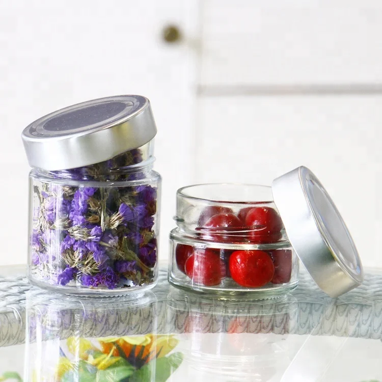 Ergo Glass Straight Sided Jars 106ml 212ml 314ml Round Sizes with Lids for Honey and Jelly