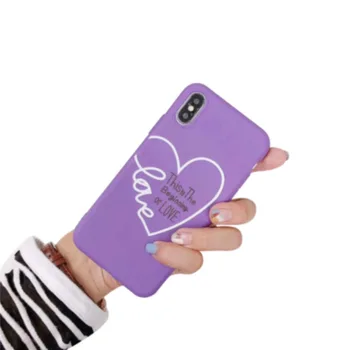 Purple Phone Case For iphone 6 6s 7 8 Plus Cartoon Love Heart Lucky Cover For iphone X XS Max 5 5s SE XR Soft TPU Cover