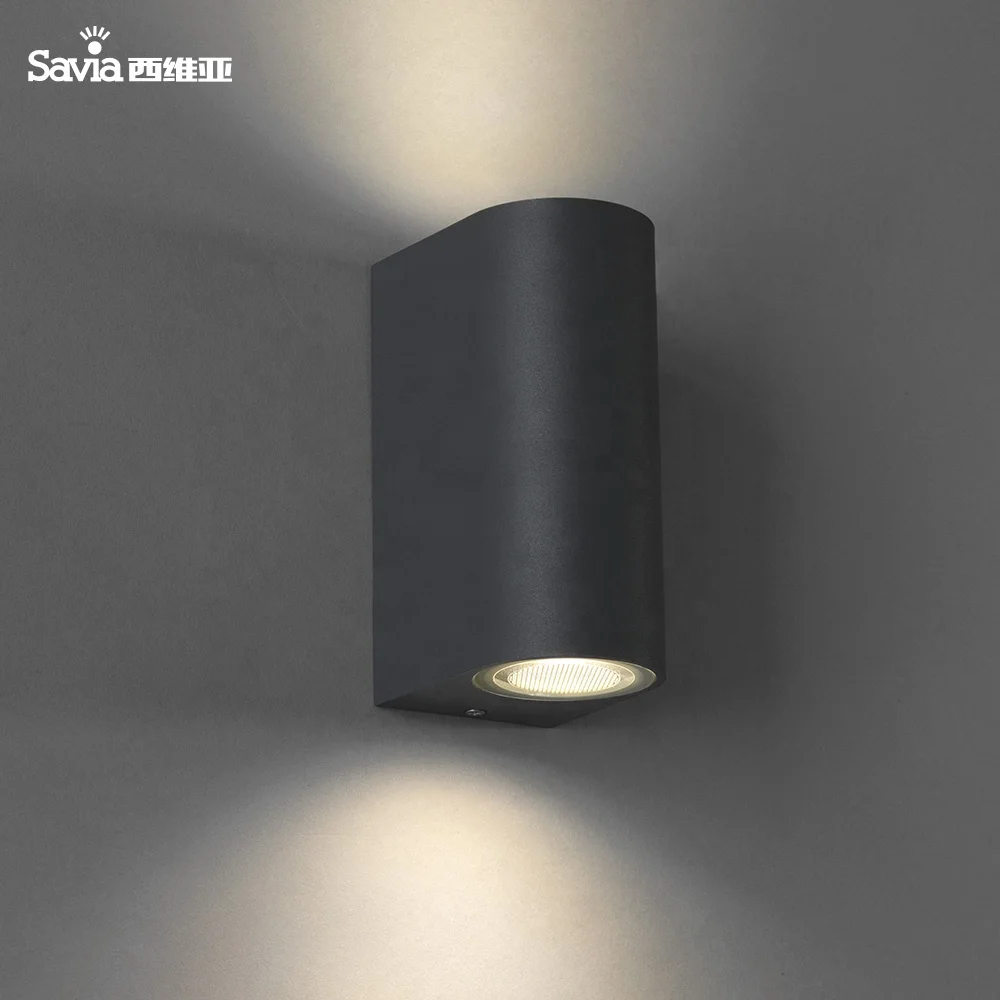 Алюминиевая уличная настенная лампа Savia вверх и вниз, современный светодиодный светильник 2 x GU10 для поверхностного монтажа, садовый водонепроницаемый светильник IP44, светильник для двора