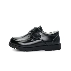 Оптовая продажа, детская черная классическая обувь, кожаная школьная обувь для мальчиков