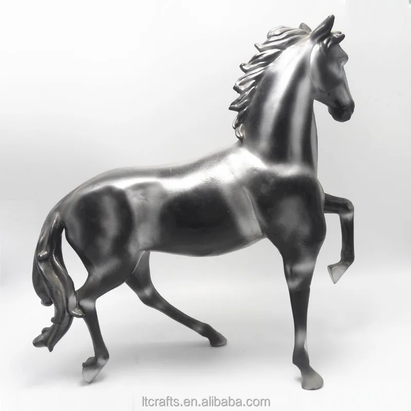 Black Life Size Horse Statue Figurine Resin