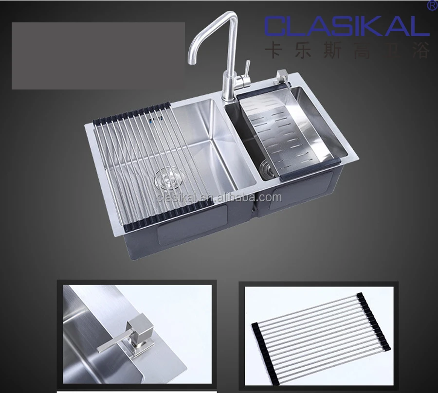 Kitchen Sink German Style Good Quality 304 Stainless Steel Square Above Counter Basin Brushed Single Bowl,double Bowl 5pcs/ctn