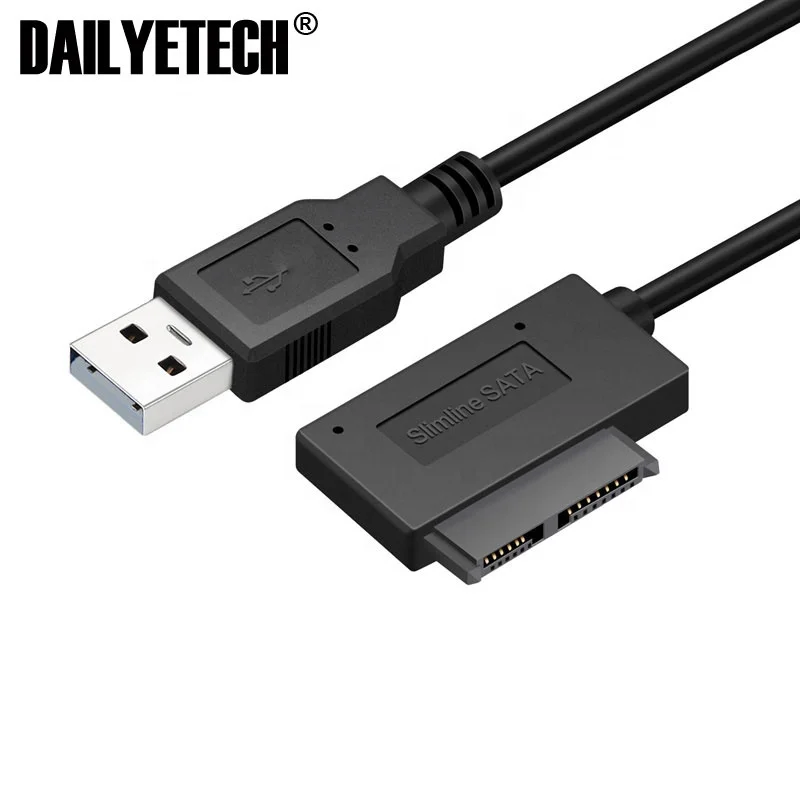 TOOGOO Cable De Conversion Adaptateur USB 2.0 vers Mini Sata II 7 6 13 Broches pour Ordinateur Portable Drive Slimline CD/DVD Rom 
