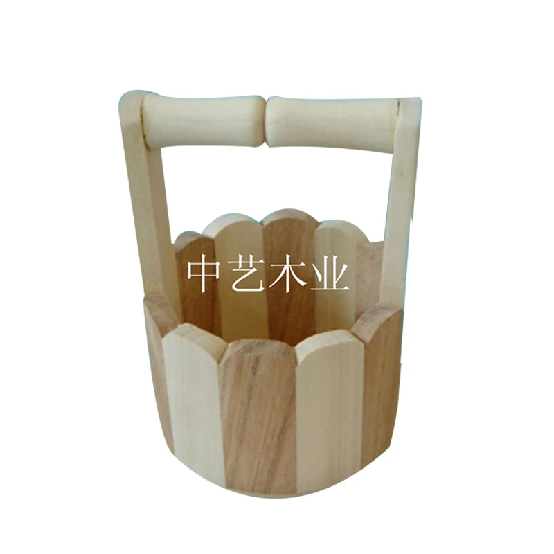 Exquisite Wooden Bucket With Ripple Edge and Comfortable Grip