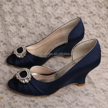 (23 Colors)Wedge Bridesmaid Shoes Navy Blue