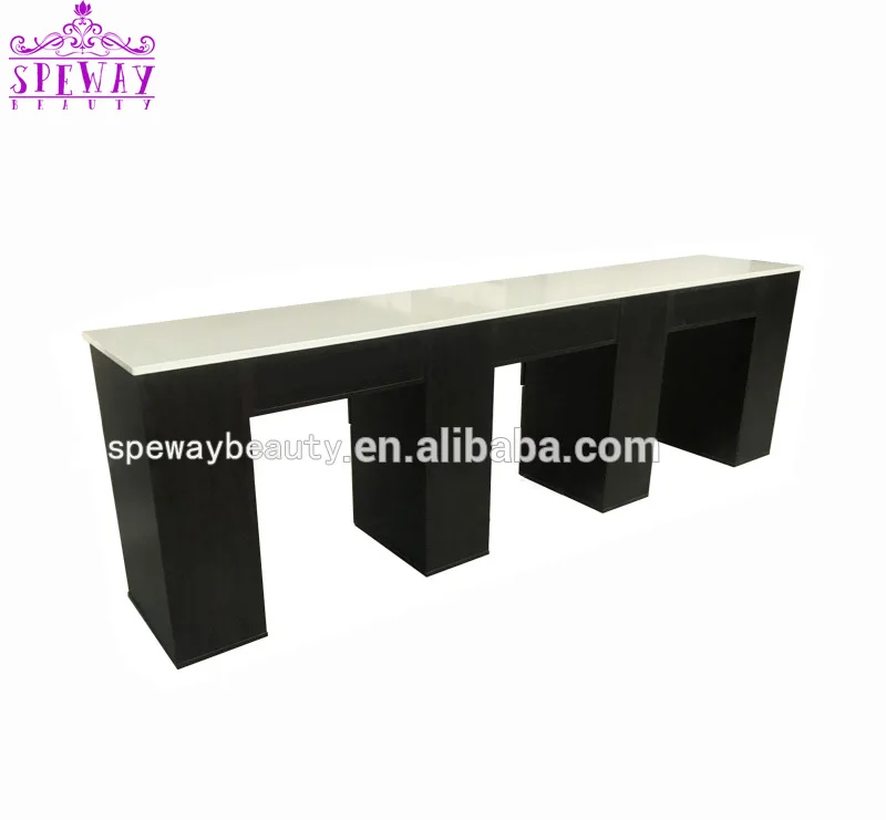 Speway Custom Modern Triple Seaters Manicure Table Simple Marble Top Salon Nail Table Triple Seat Nail Table
