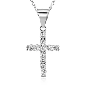 POLIVA 925 Sterling Silver Jesus Style Jewelry Cross Pendant Classic Zircon Gold Plated 1.2 Grams Hot Selling Gift for Women