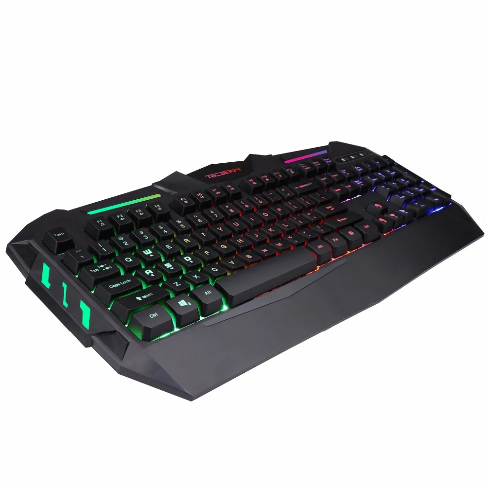 TEC.Bean Rainbow LED Backlit Wired Office Gaming Keyboard 