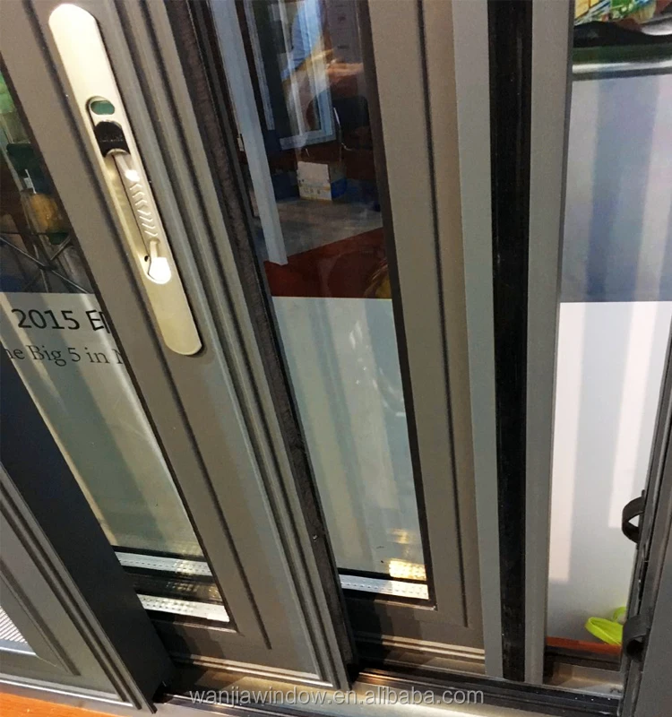 WANJIA Double Glazed Aluminum Frame Sliding windows 3 Tracks Sliding Window