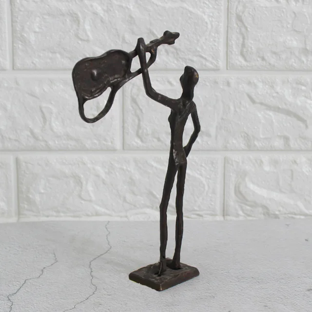 Guitar Player Abstract Bronze Sculptures for Home Decoration