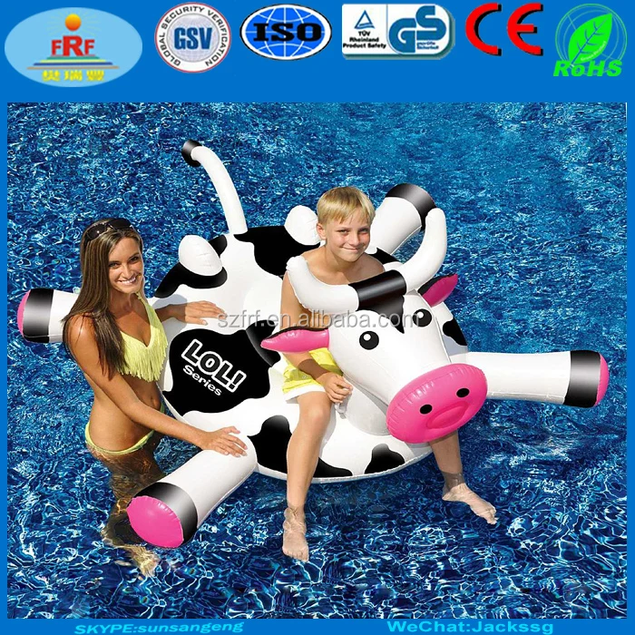 Summer Pool Swim Fun Inflatable Milk Cow Pool Float Raft Ride on