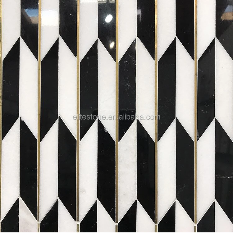 Мраморная Смешанная золотая металлическая Водоструйная плитка мраморная