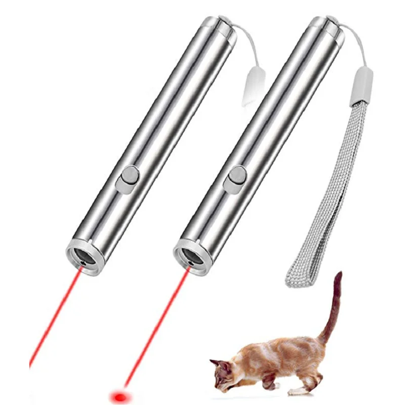 Key Ring Laser Pointer Bright Red Led Power Point Flashlight Cat Dog Pet Toy New 
