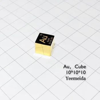 Au Gold Metal MIRROR POLISHED 10mm Density Cube 99.99% Pure for Element Collection