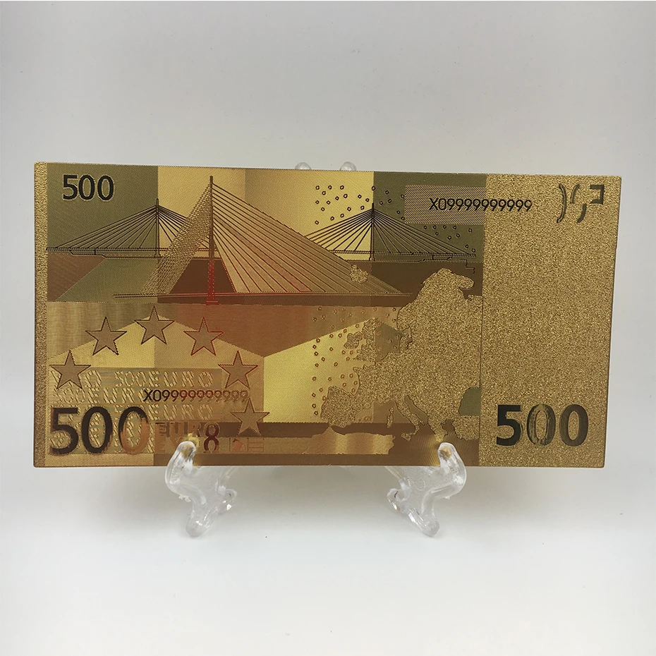 防水塑料 500 欧元钞票 24k 金箔账单为婚礼返回纪念品钱