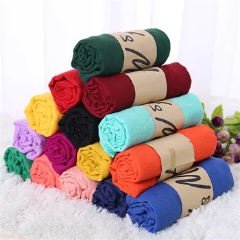 New Cheap 180x60cm Candy Color Womens Scarves Gift Solid Color Cotton Scarf Monochrome Cape Shawl Muslim Muffler Hijab Scarf
