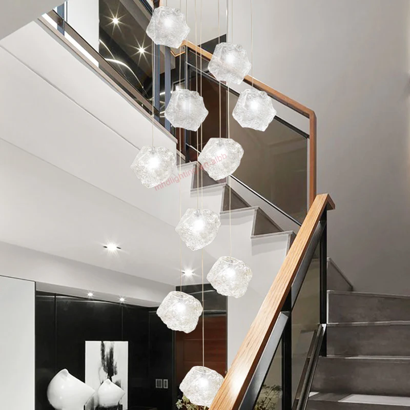 nordic stil hochwertige pendel leuchte hohe decken treppen kronleuchter für  villa treppe kronleuchter glas