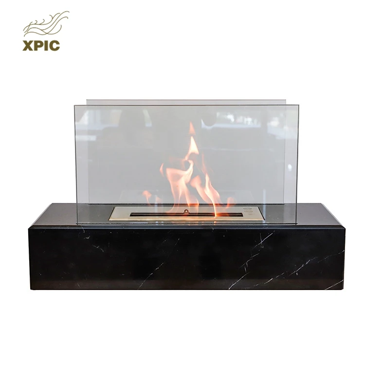 Cheap Price Custom Modern Black Marble Gas Fireplace for Garden