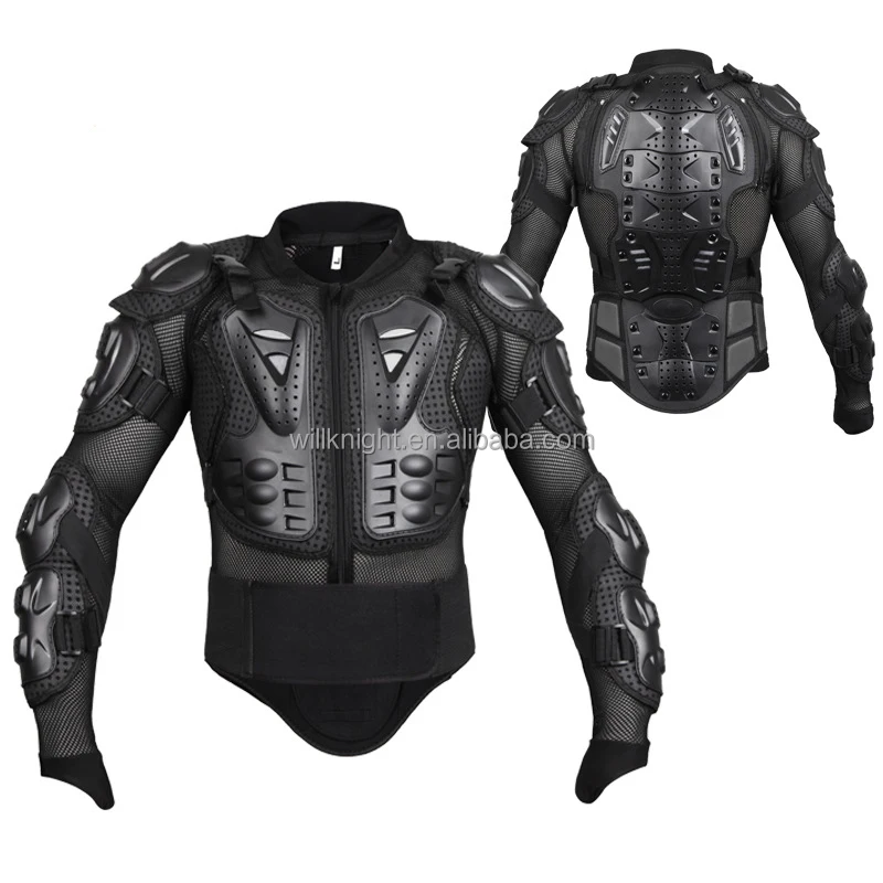 Black Motocross Motorbike Body Armour Motorcycle Protection Jacket Armoured Mountain Cycling Riding Skating Snowboarding Track Crash Guard CE Approved 