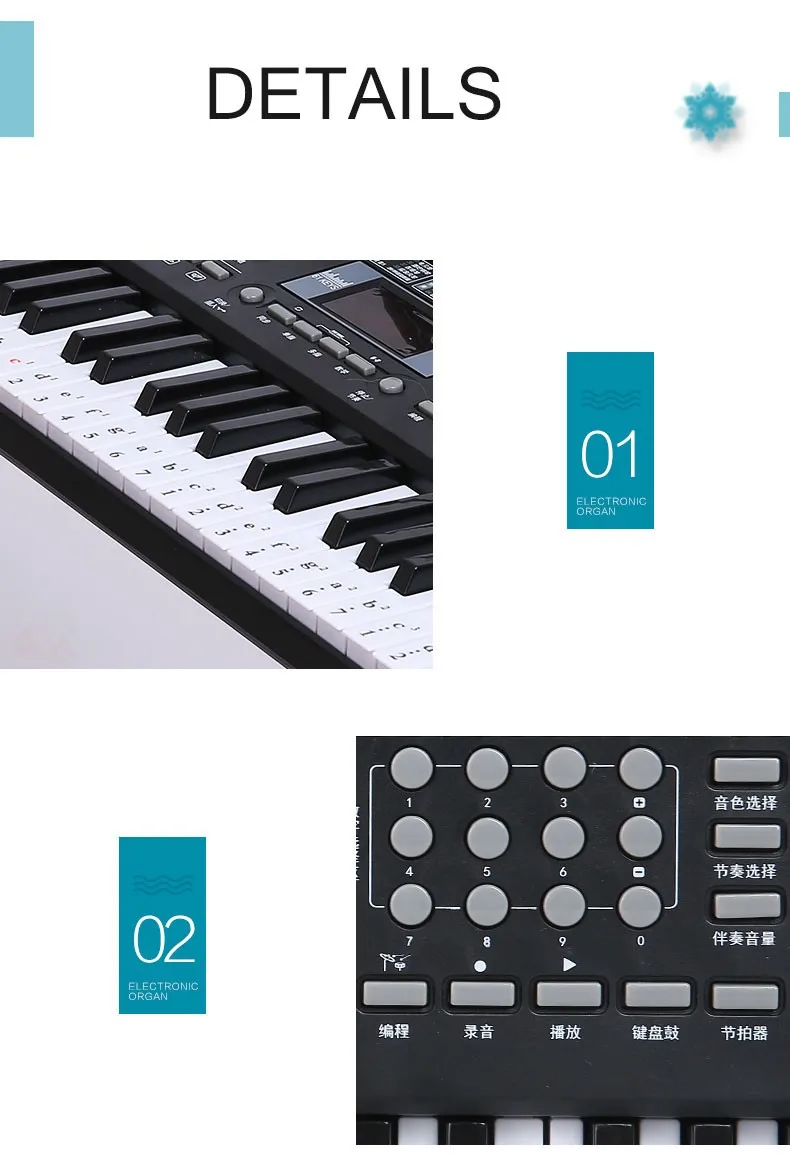 BD Music Digital 61 Keys Electronic Musical Kids Toy Keyboard For Wholesale factory