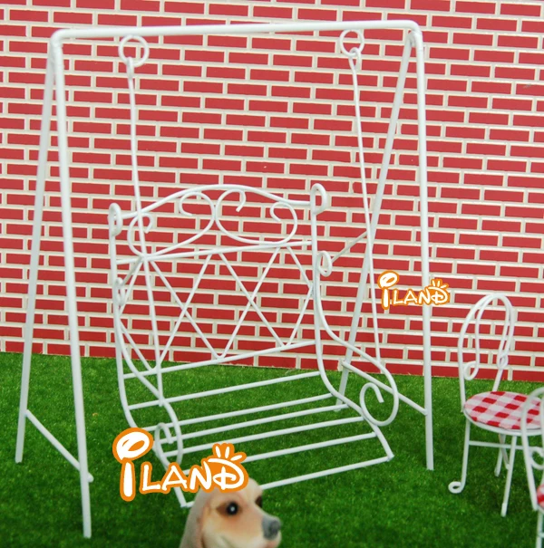 ILAND Set Divano Componibile In Miniatura Per Casa Delle Bambole - Scala 1:12, Ecopelle Marrone, 3 Posti + Pouf - 4
