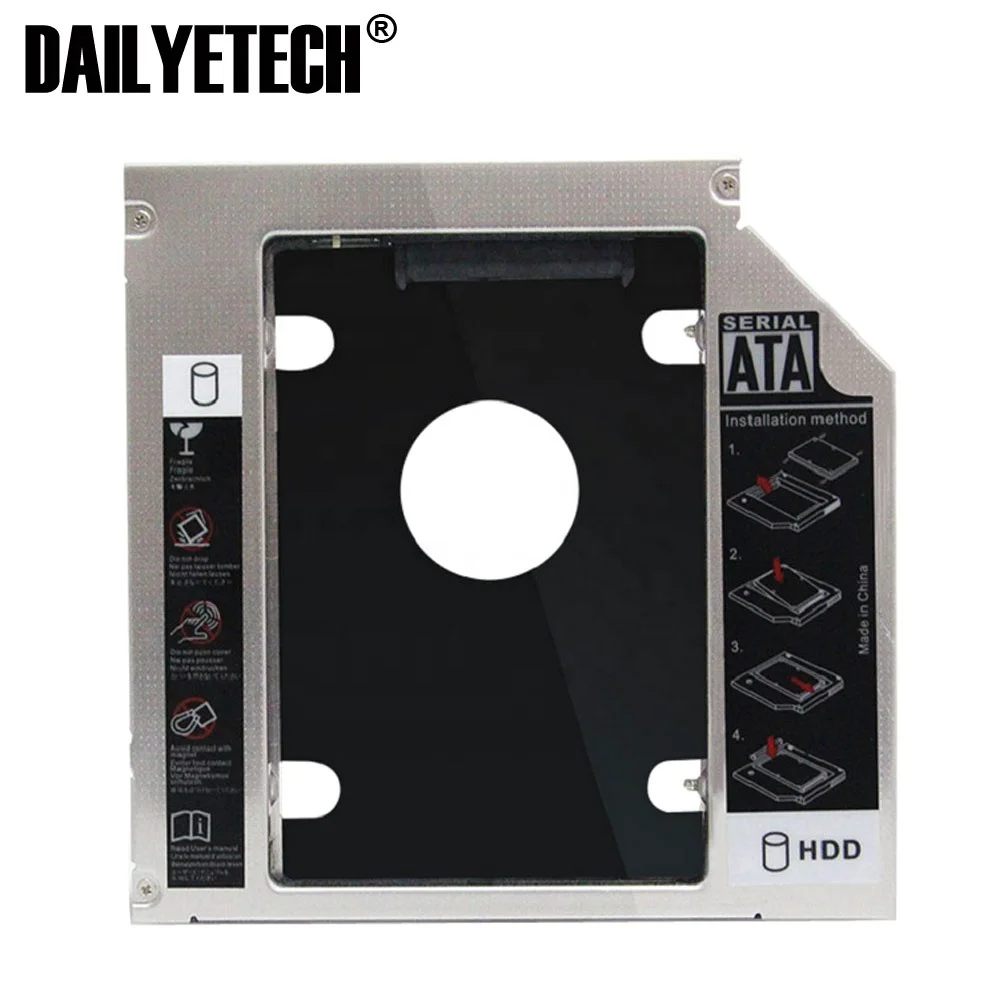 9.5mm Universal Sata 2nd Hdd Caddy Ssd Hard Drive +panel For Dvd 