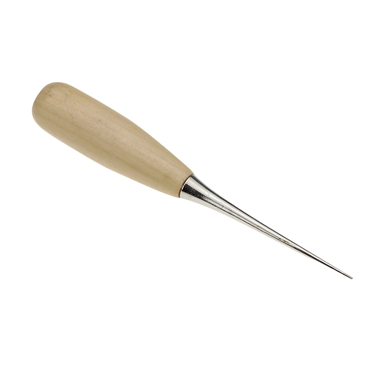 Wooden Handle Drillable Stitching Sewing Awl For Leather Hole Punch Repair Tools
