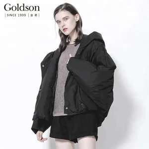 Urban Women's Quilted Puffer Jacket Winter Outdoor Short Hooded Outwear Button Decoration Woven Fabric Polyester Dyed Solid