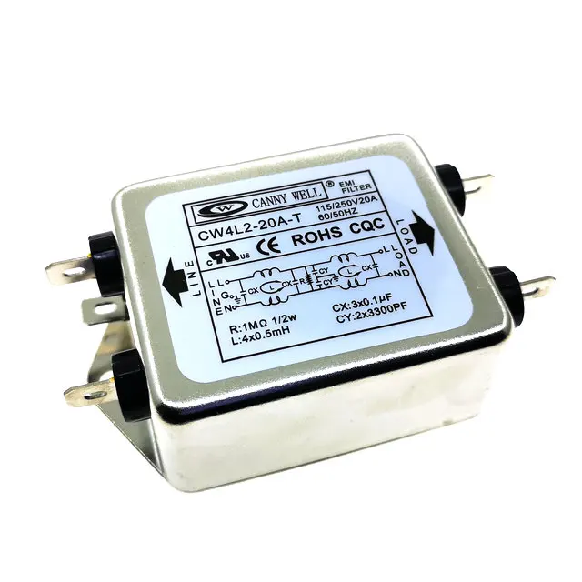 TERMINAL DE FILTRO EMI de línea eléctrica Professional 115V/250V 20A 50/60Hz CW4L2-20A T EUR 18