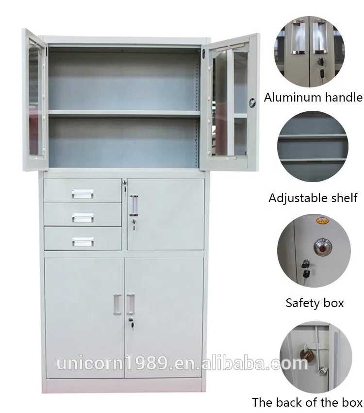Luoyang Office Metal 3 Drawer File Cabinets, Steel Filing Cupboard with Inside Safe Box